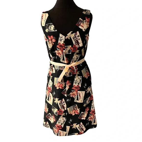 Citrine Postcard Dress Sleeveless V Neck Lined 6 - Picture 1 of 14